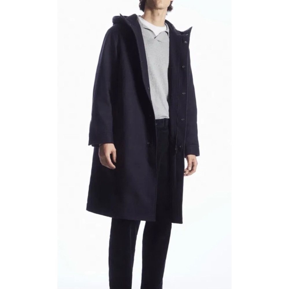 COS Dark Navy Hooded Coat, NWOT